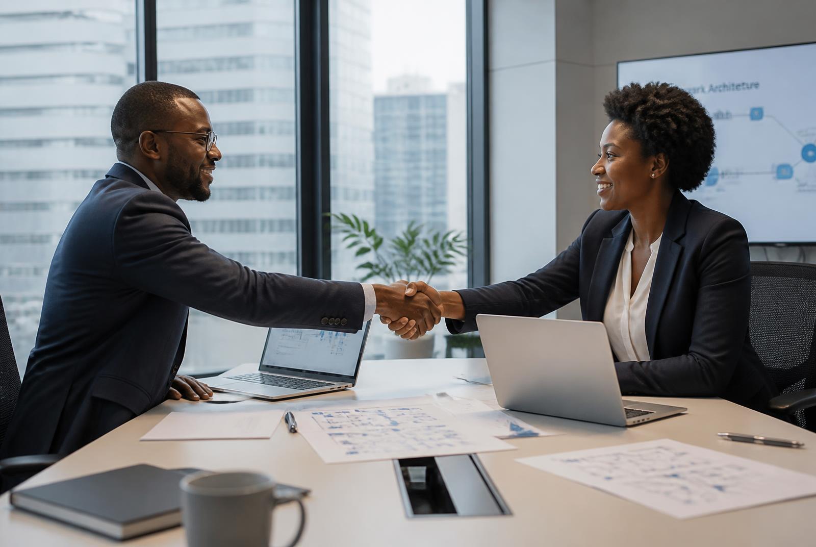 CKPK client meeting reviewing network architecture in a boardroom